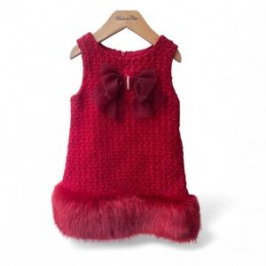 A red tweed dress for girls by Balloon Chic.